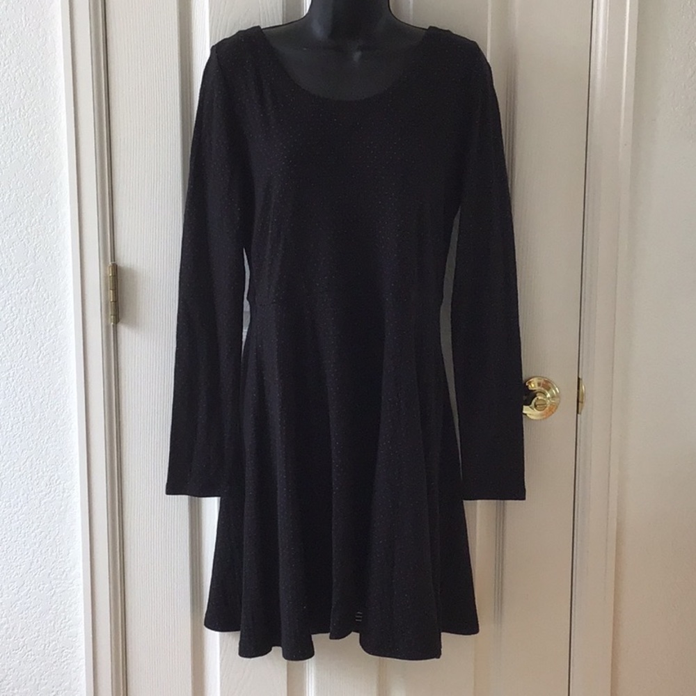 Free People long sleeve black dress, white dots